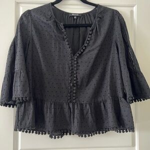 Madewell top with beautiful details! Detail on blouse, slit on upper sleeve.